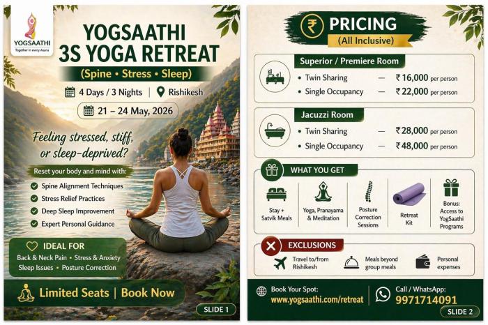 YogSaathi – 3S Yoga Retreat (Spine, Stress & Sleep) at Rishikesh